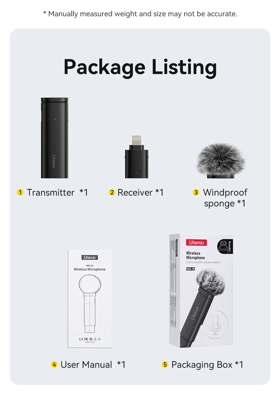 Ulanzi VM-10 Wireless Lavalier Microphone Portable Audio Video Recording Mini Mic For iPhone Android Live Broadcast Gaming